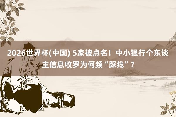 2026世界杯(中国) 5家被点名!中小银行个东谈主信息收罗为何频“踩线”?