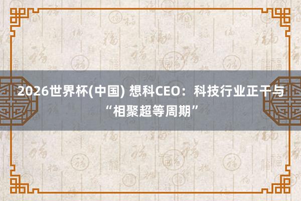 2026世界杯(中国) 想科CEO:科技行业正干与“相聚超等周期”