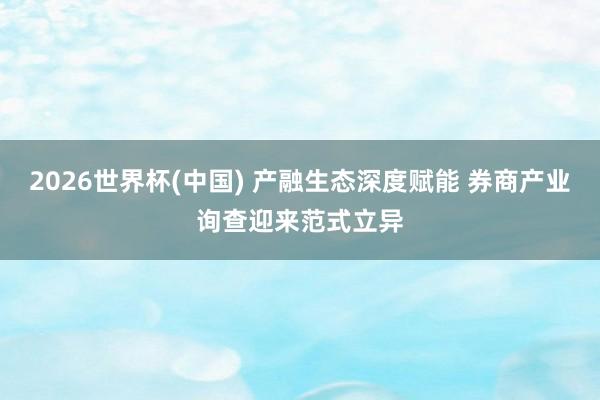 2026世界杯(中国) 产融生态深度赋能 券商产业询查迎来范式立异