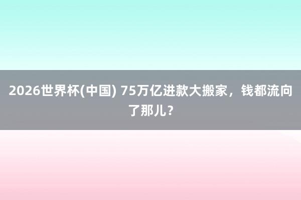 2026世界杯(中国) 75万亿进款大搬家,钱都流向了那儿?