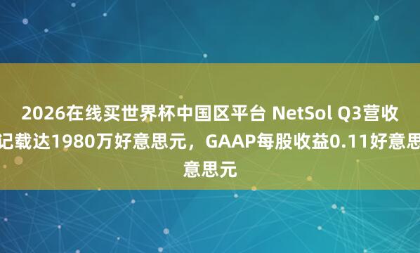 2026在线买世界杯中国区平台 NetSol Q3营收创记载达1980万好意思元，GAAP每股收益0.11好意思元