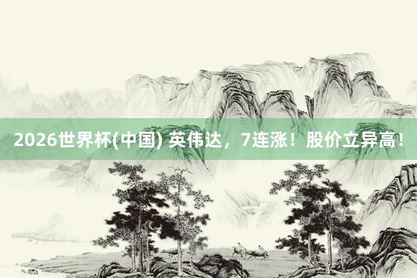 2026世界杯(中国) 英伟达，7连涨！股价立异高！