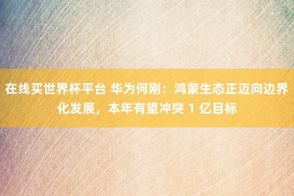 在线买世界杯平台 华为何刚：鸿蒙生态正迈向边界化发展，本年有望冲突 1 亿目标