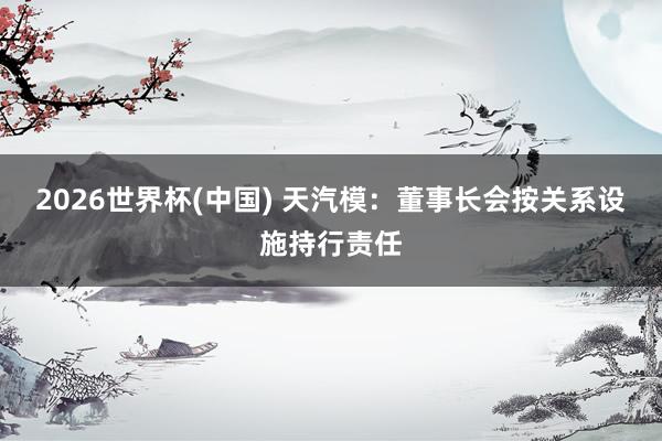 2026世界杯(中国) 天汽模:董事长会按关系设施持行责任