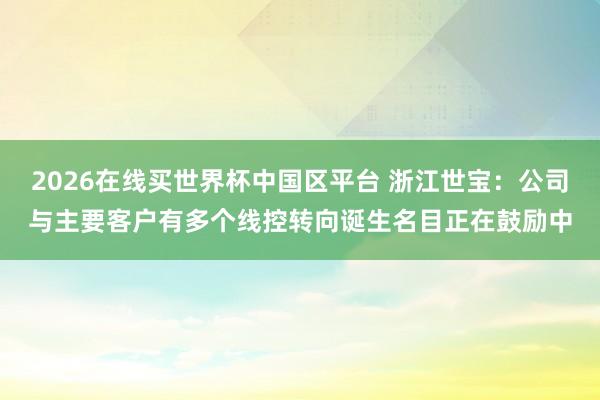 2026在线买世界杯中国区平台 浙江世宝：公司与主要客户有多个线控转向诞生名目正在鼓励中