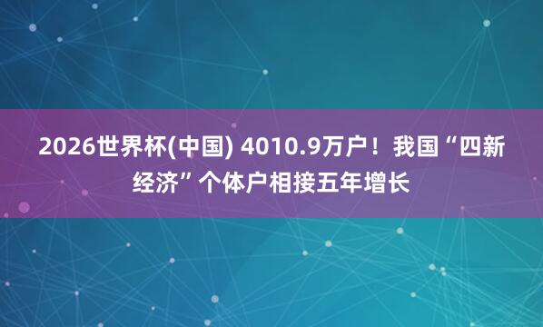 2026世界杯(中国) 4010.9万户!我国“四新经济”个体户相接五年增长