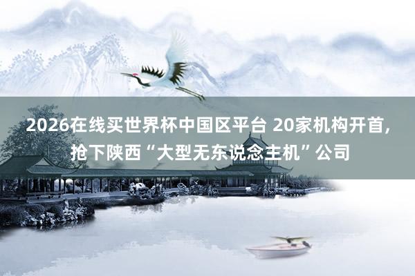 2026在线买世界杯中国区平台 20家机构开首, 抢下陕西“大型无东说念主机”公司