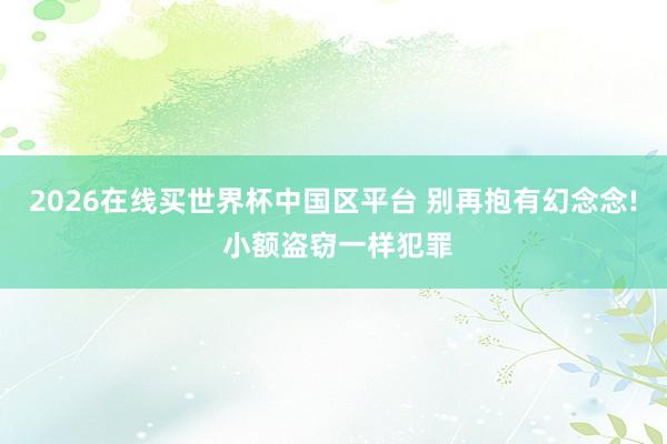 2026在线买世界杯中国区平台 别再抱有幻念念! 小额盗窃一样犯罪