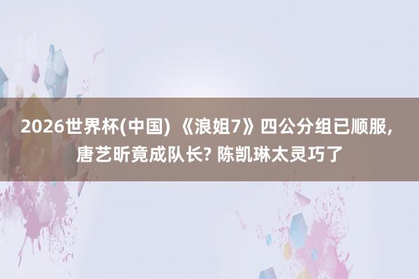 2026世界杯(中国) 《浪姐7》四公分组已顺服, 唐艺昕竟成队长? 陈凯琳太灵巧了