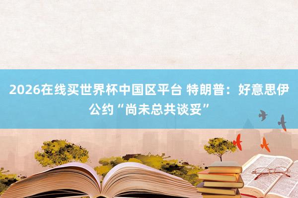 2026在线买世界杯中国区平台 特朗普:好意思伊公约“尚未总共谈妥”