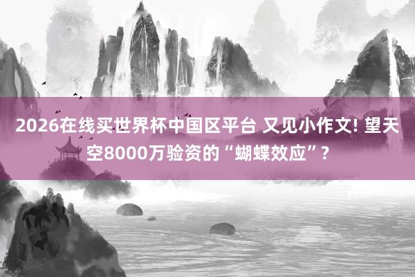 2026在线买世界杯中国区平台 又见小作文! 望天空8000万验资的“蝴蝶效应”?