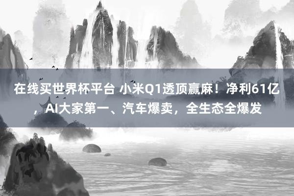 在线买世界杯平台 小米Q1透顶赢麻!净利61亿,AI大家第一、汽车爆卖,全生态全爆发