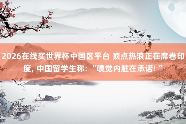 2026在线买世界杯中国区平台 顶点热浪正在席卷印度, 中国留学生称: “嗅觉内脏在承诺! ”
