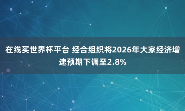 在线买世界杯平台 经合组织将2026年大家经济增速预期下调至2.8%