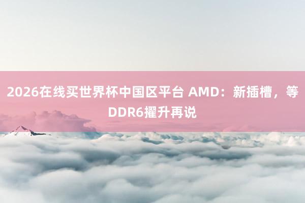 2026在线买世界杯中国区平台 AMD：新插槽，等DDR6擢升再说