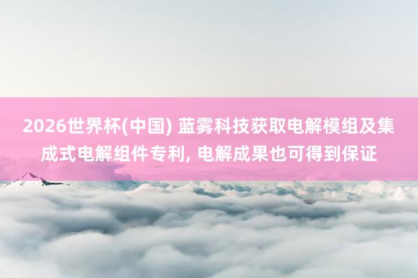 2026世界杯(中国) 蓝雾科技获取电解模组及集成式电解组件专利, 电解成果也可得到保证