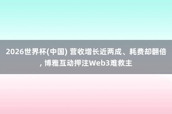 2026世界杯(中国) 营收增长近两成、耗费却翻倍, 博雅互动押注Web3难救主