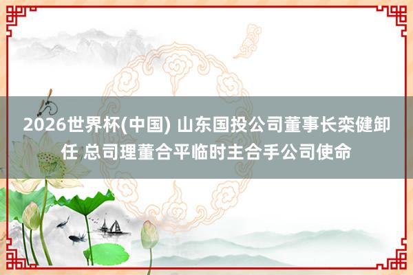 2026世界杯(中国) 山东国投公司董事长栾健卸任 总司理董合平临时主合手公司使命