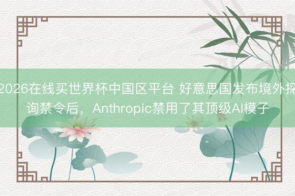 2026在线买世界杯中国区平台 好意思国发布境外探询禁令后，Anthropic禁用了其顶级AI模子