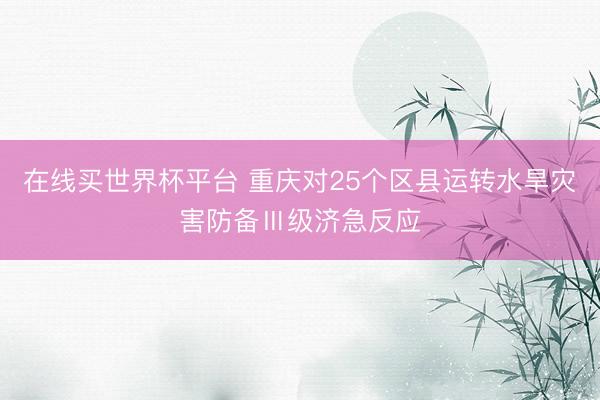 在线买世界杯平台 重庆对25个区县运转水旱灾害防备Ⅲ级济急反应